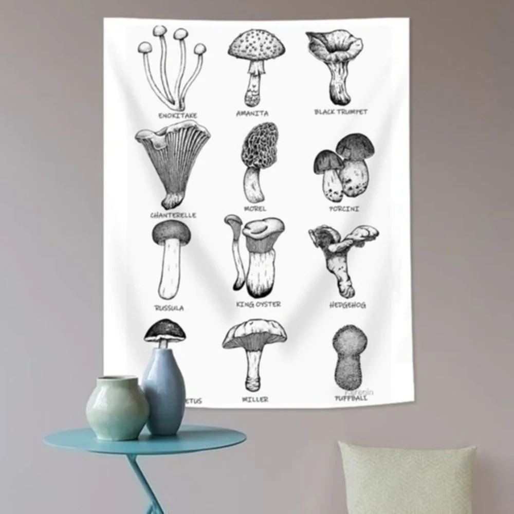 Mushroom Print Tapestry Hanging Wall Decor